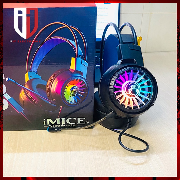 Tai nghe gaming máy vi tính IMICE HD-490 7.1 headphone chụp tai pc có dây Led RGB