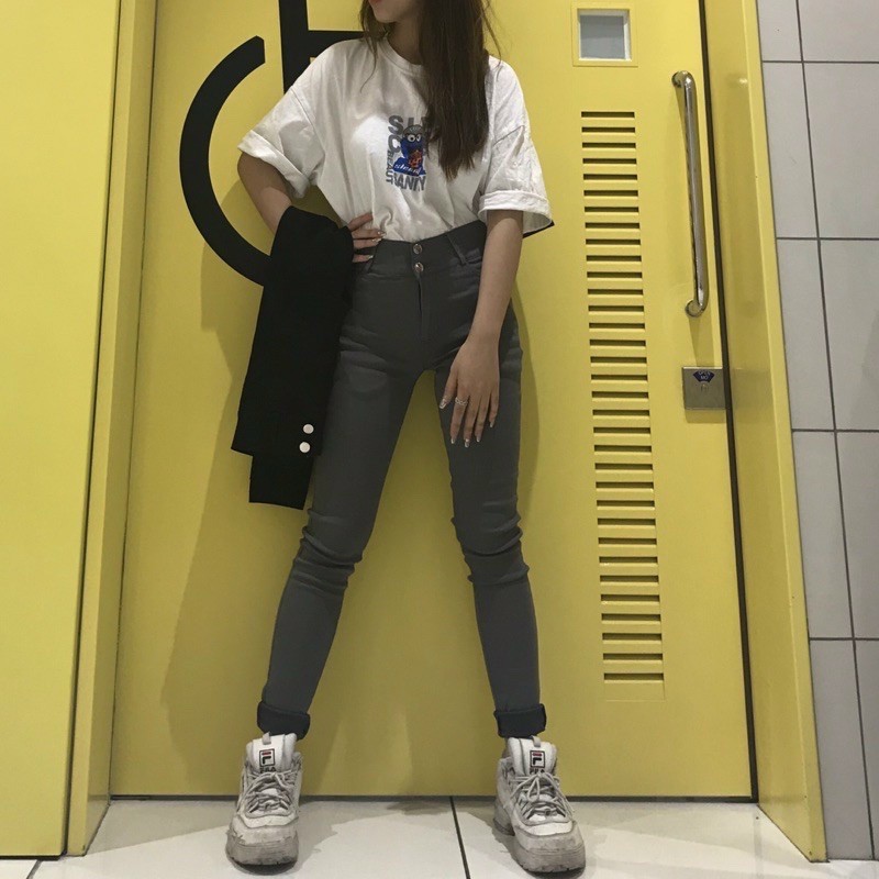 Quần Bò Nữ Giấy Hai Cúc Cạp Cao | BigBuy360 - bigbuy360.vn