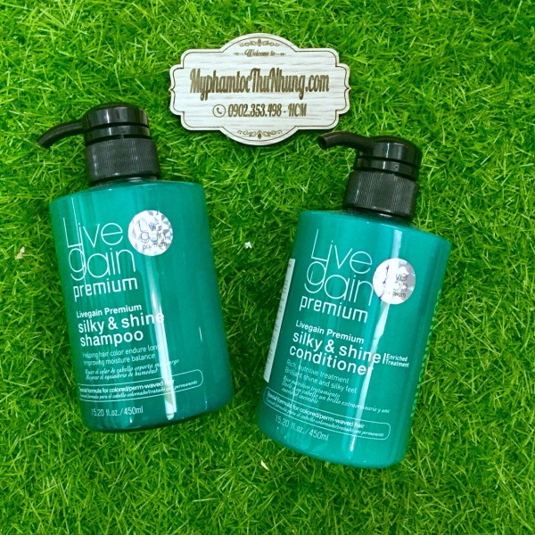 DẦU GỘI XẢ SILKY & SHINE SHAMPOO LIVEGAIN GIỮ MÀU CHỐNG RỤNG DƯỠNG ẨM NƯỚC HOA 450ML
