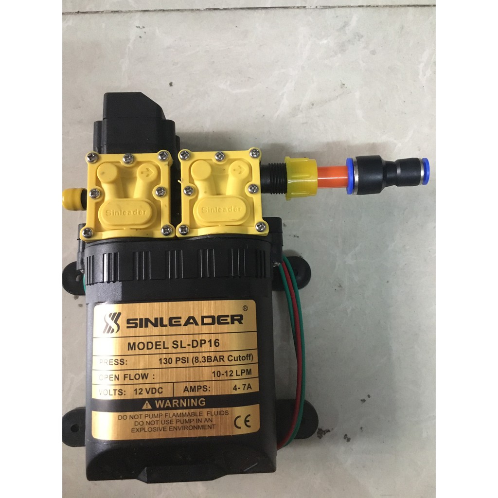 Bơm sealinder đôi áp lực cao 12v - 10-12l/ phut rửa xe ,tưới cây , phun sương