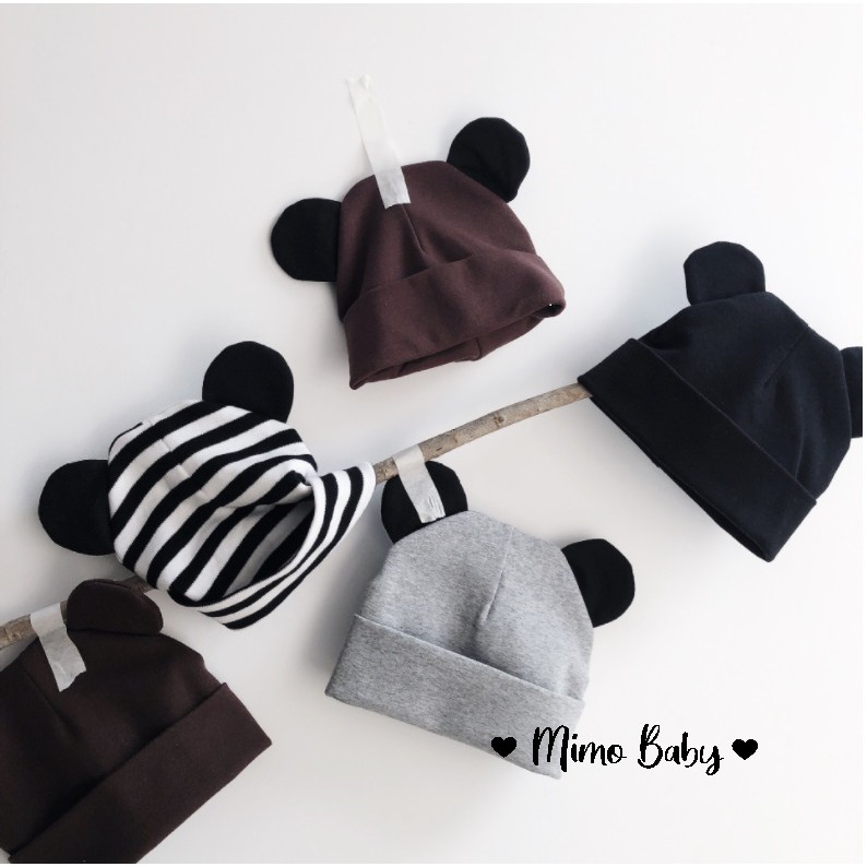 [Mã SKAMSALE10 giảm 10% đơn 200K] Mũ cotton tai chuột mickey cho bé - mũ trùm đầu (3-18m)