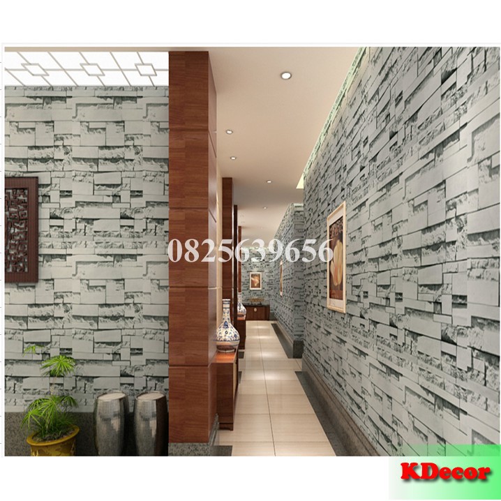 [Hàng Đẹp] Giấy dán tường Gạch xám 3d dài 10m, rộng 45cm có sẵn keo