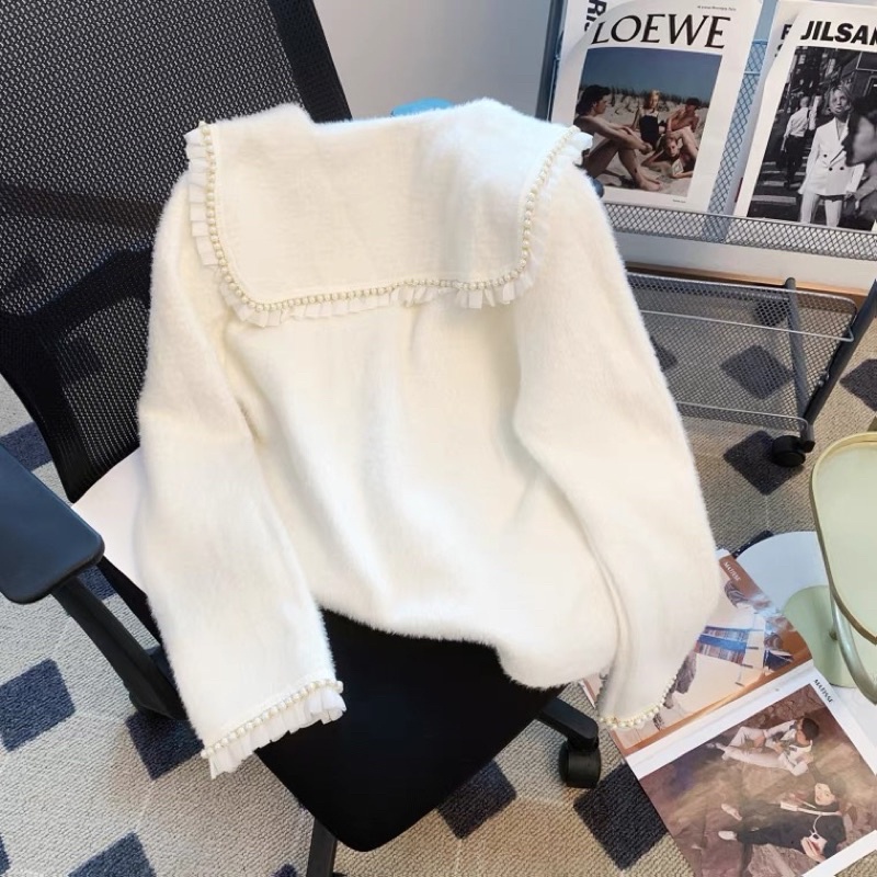 Áo khoác cardigan len lông vũ cổ bèo áo chất liệu mềm mại sang chảnh có ảnh thật, có sẵn/order.