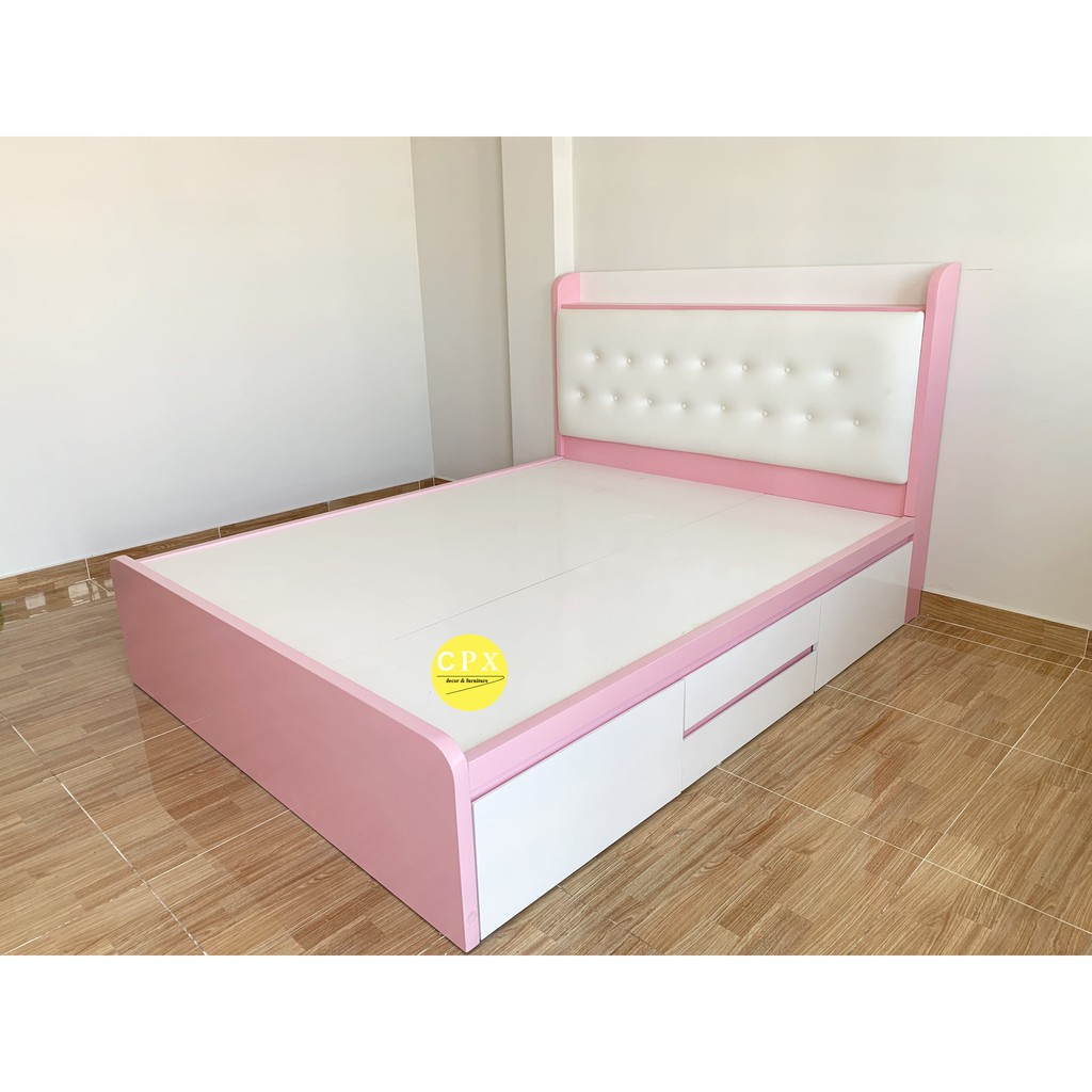 Giường ngủ bọc nệm 4 hộc kéo gỗ cn MDF sơn 2K CPX-G02 ( 160x200 cm )