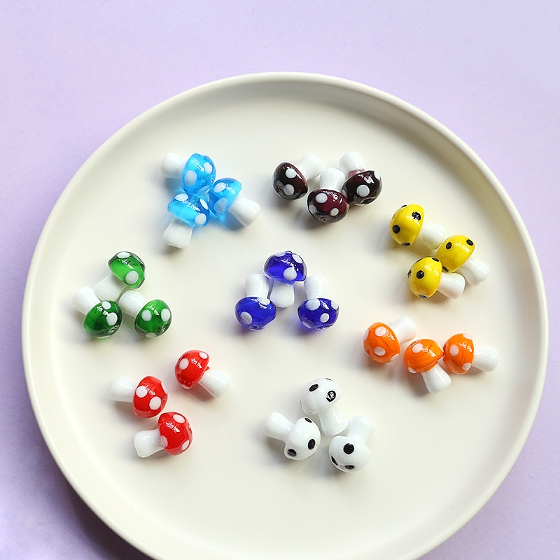 Hạt thủy tinh hình nấm hoạt hình nhiều màu sắc dùng làm trang sức
