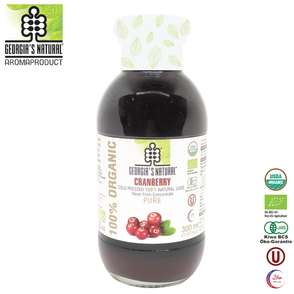 Nước Ép Lạnh 100% Hữu Cơ Nam Việt Quất Cranberry Juice - Georgia's Natural - 300ml