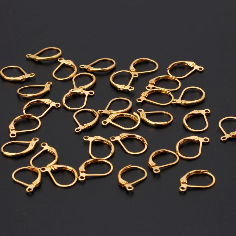 Bộ 50 móc gài hở nâng lưng khuyên tai dạng vòng kiểu Pháp dùng để làm trang sức thủ công