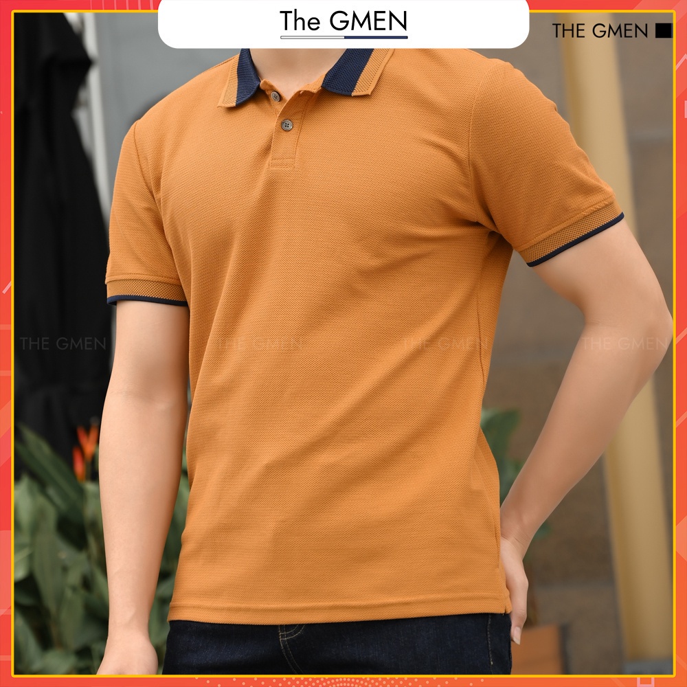 Áo Orag Polo THE GMEN thiết kế cổ bẻ có viền bề mặt dệt hạt gao, 100% cotton
