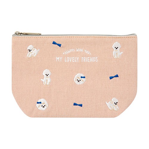 Túi Vải Đựng Đồ Cá Nhân ARTBOX Hàn Quốc Thêu Họa Tiết Cún Bichon Màu Hồng