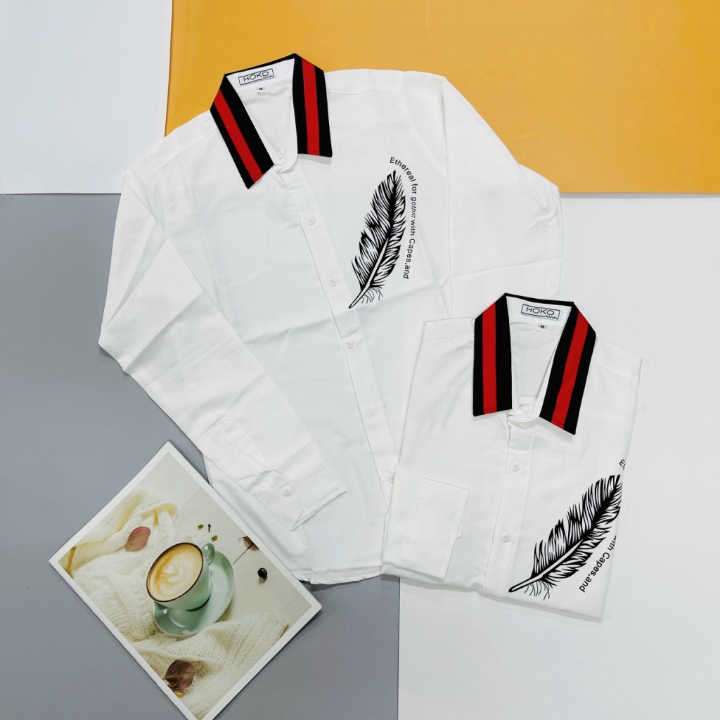 Áo Sơ Mi Nam Tay Dài Cổ Bẻ In Lông Chim Chất Kate Lụa Mịn Mát Đủ Size Chuẩn Form Lịch Lãm [NEW UNISEX]