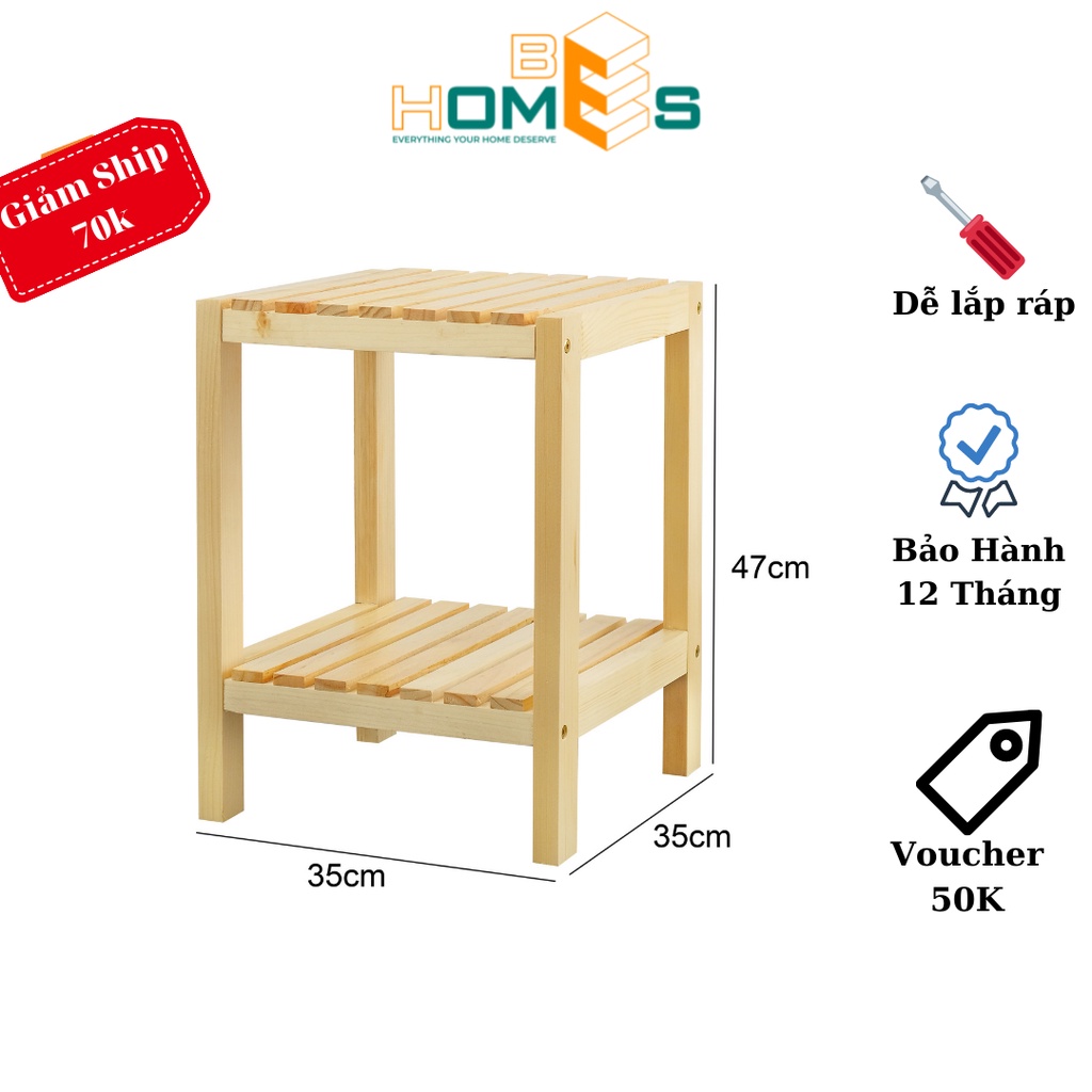 Kệ tab gỗ đầu giường 2 tầng Behomes - Nội thất phòng ngủ, phòng khách