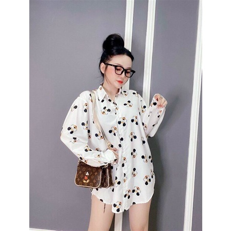 [ Miễn phí ship 2022 ] Đầm sơ mi in mickey nhỏ cực dễ thương đi chơi dạo phố