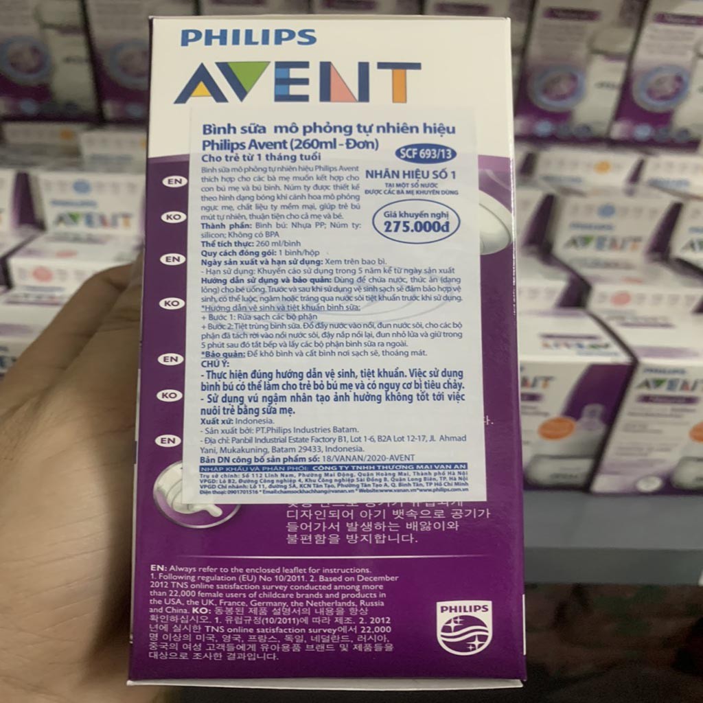 Bình sữa  Avent Natunal cổ rộng 60-125-260-330ml, đủ size núm từ số 1 - 5