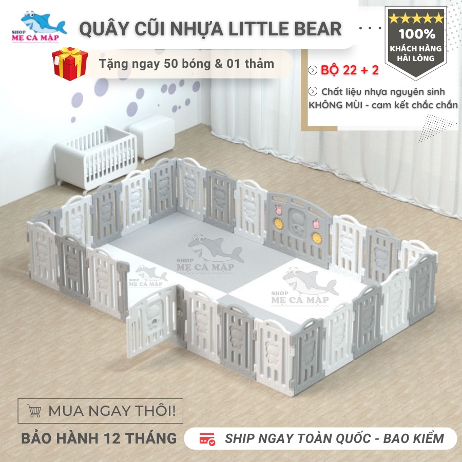 [Rẻ nhất + Tặng thảm] Bộ quây cũi nhựa Little Bear Tặng THẢM + BÓNG, bộ quây cũi nhựa cho bé an toàn