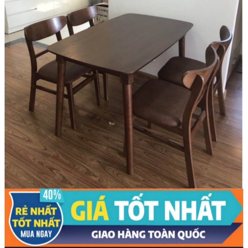 Bộ bàn ăn mango 4 ghế bọc simili giá tốt cho gia đình chung cư