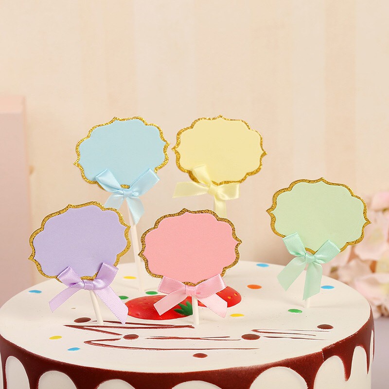 Phụ kiện bánh sinh nhật bánh kem - SET THẺ CẮM GIẤY VIỀN NHŨ