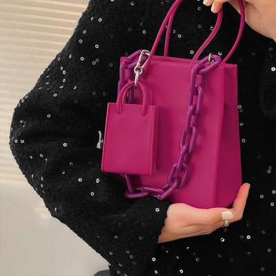 2021 New Niche Pitaya Màu Khung Hình Túi Tote Thời Trang Vai Messenger Túi Acrylic Chuỗi Dưới Cánh Tay