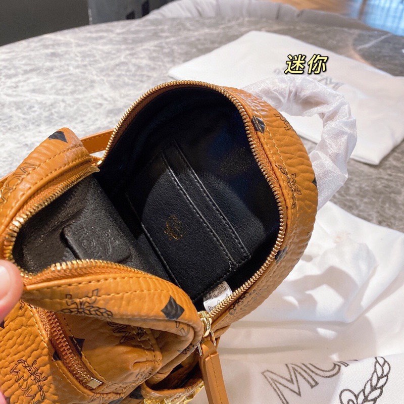 Túi Balo MCM cao cấp size nhỏ mini, có hộp, ví, móc khóa cún  Full box bill