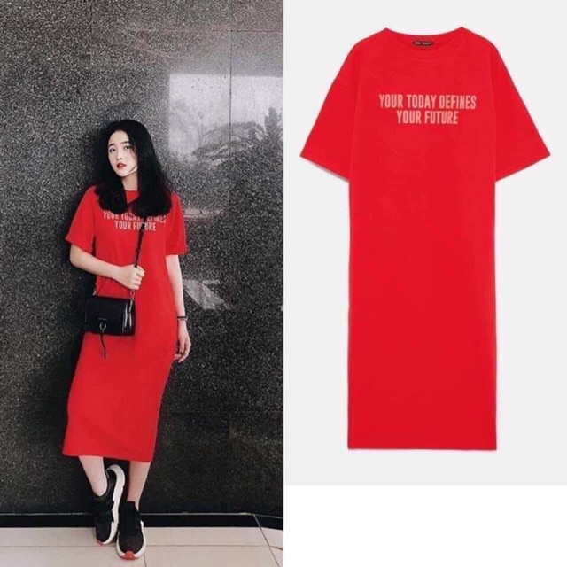 Váy đỏ suông chữ