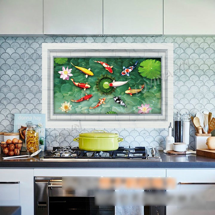 [RẺ VÔ ĐỊCH]-[ĐƠN 200K CÓ QUÀ TẶNG]-Decal trang trí phòng khách, quán cafe-Hồ cá 3D xanh-[GIAO TRONG NGÀY]