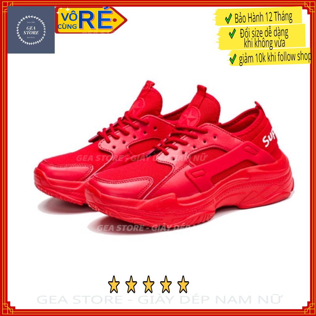 Giày thể thao nam sup trắng đỏ gea, sneaker nam giày tập gym cao cấp tăng chiều cao kiểu dáng sport - Mã GEATT06
