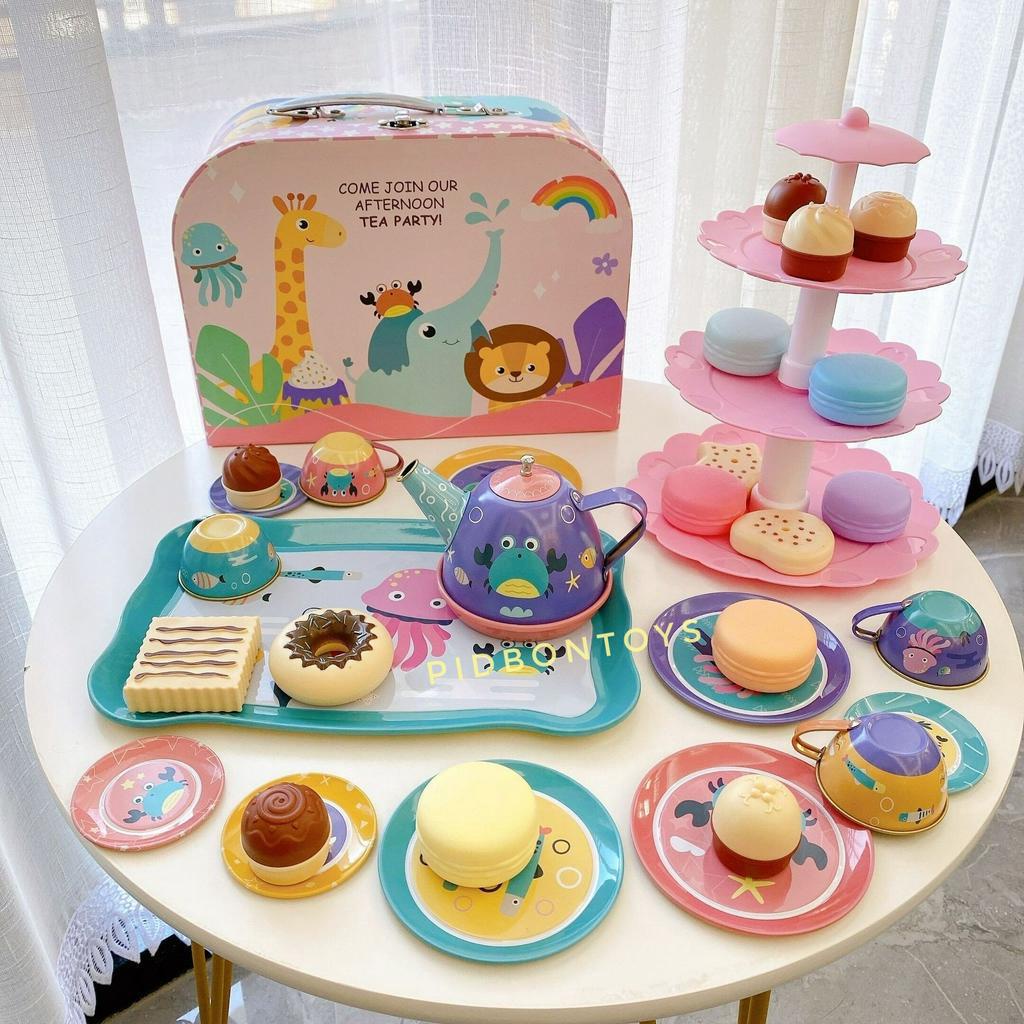 Combo Đồ Hàng Set Tháp Bánh Trà Chiều Kèm Vali Sách Tay Cho Bé 28 Sản Phẩm 6 Chủ Đề