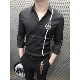 Áo sơ mi in thêu cặp đôi dây đi xuống