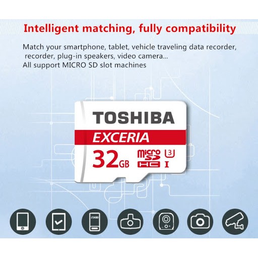 Thẻ nhớ MicroSDXC Toshiba Exceria M302 32GB U3 4K 90MB/s (Đỏ) - Không Box