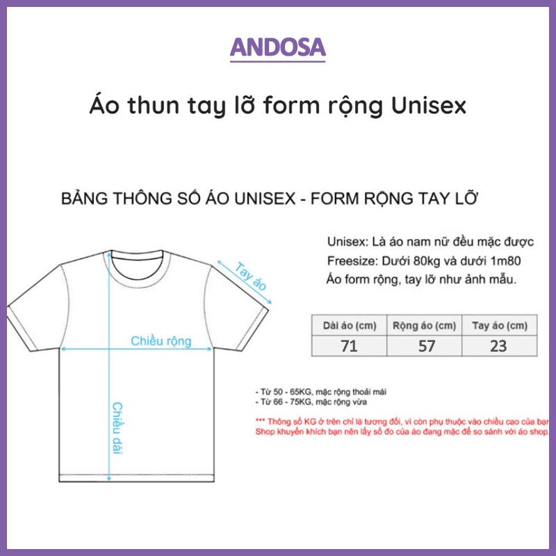 Áo thun nam nữ unisex tay lỡ form rộng cotton đẹp hàng Quảng Châu ANDOSA AT01