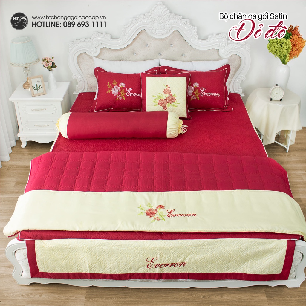 Bộ Ga Gối Cotton Satin 5 món , Chăn Ga Vỏ Gối Chần Bông ,Chăn Ga Gối Thêu Hoa Cao Cấp, Ga Phủ Chần Bông Thêu Hoa | BigBuy360 - bigbuy360.vn