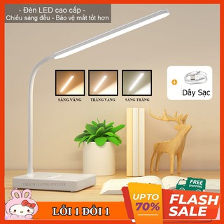 Đèn học led tích điện 3 màu - đèn học để bàn chống cận thị có led nút cảm ứng - kiêm giá đỡ điện thoại