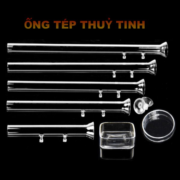 Ống và chén ăn thủy tinh cho tép, tôm, cá- Dụng cụ cho tép ăn- Phụ kiện thủy sinh