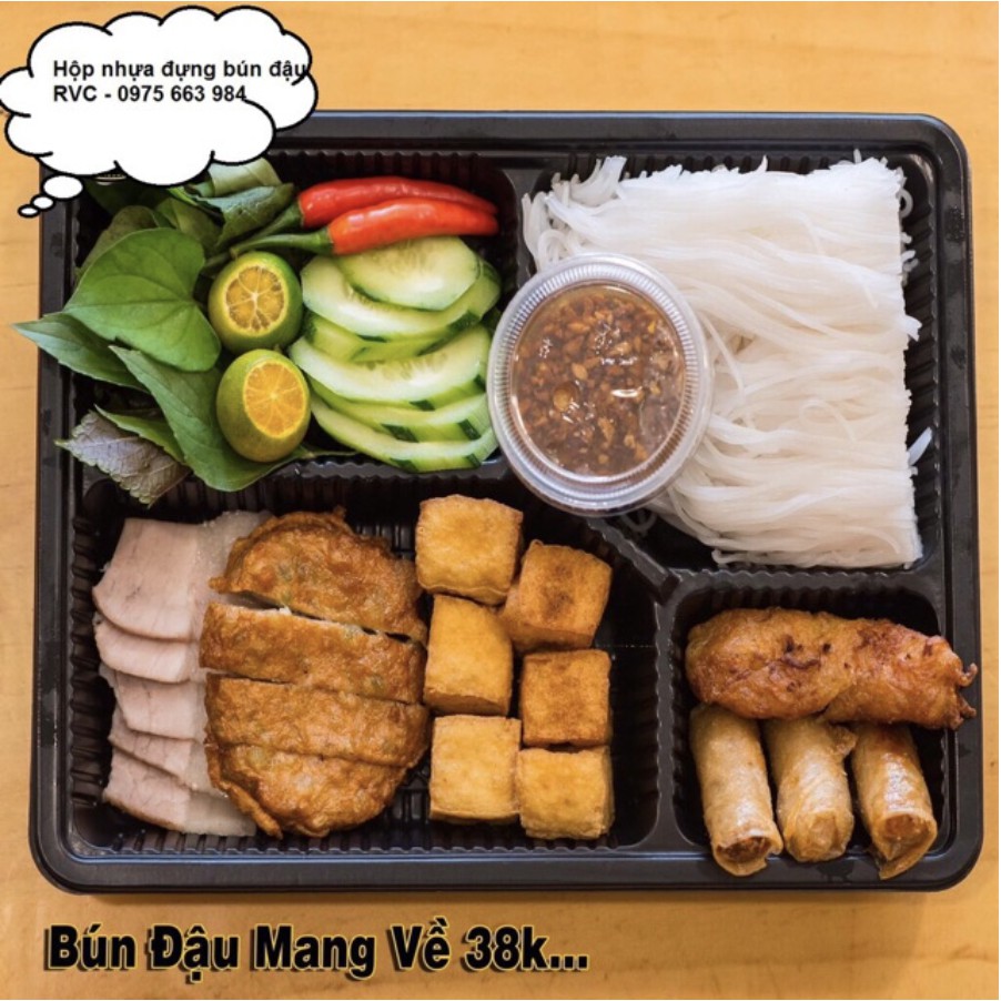 50 hộp nhựa đen - 4 ngăn đựng cơm