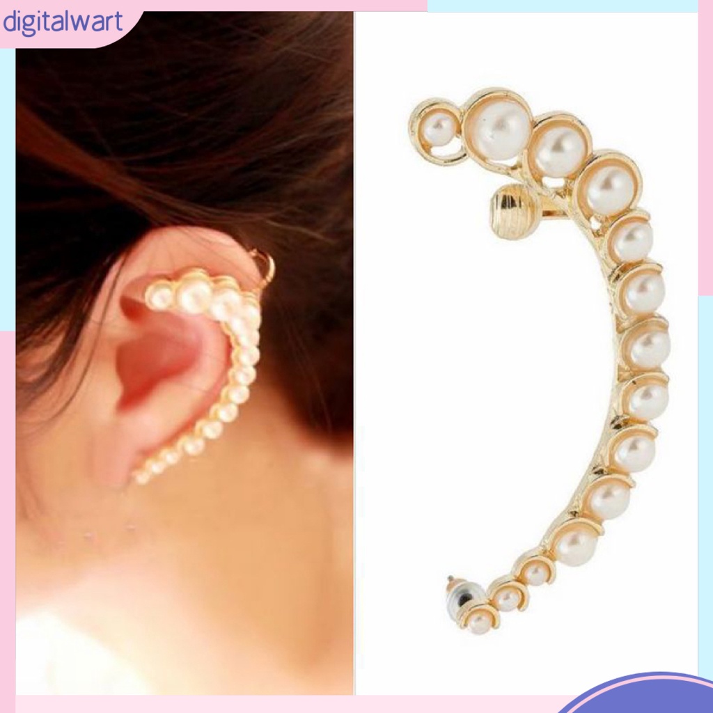 Khuyên tai trái đơn phối đeo vành tai thiết kế đính đá quý ngọc trai nhân tạo sang trọng dành cho nữ