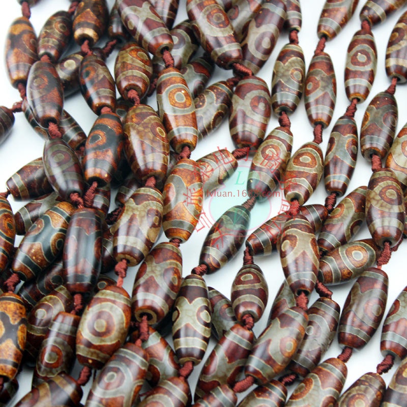 Chuỗi Hạt Đá Mã Não Ba Mắt Màu Xanh Cà Phê Cổ Điển DIY