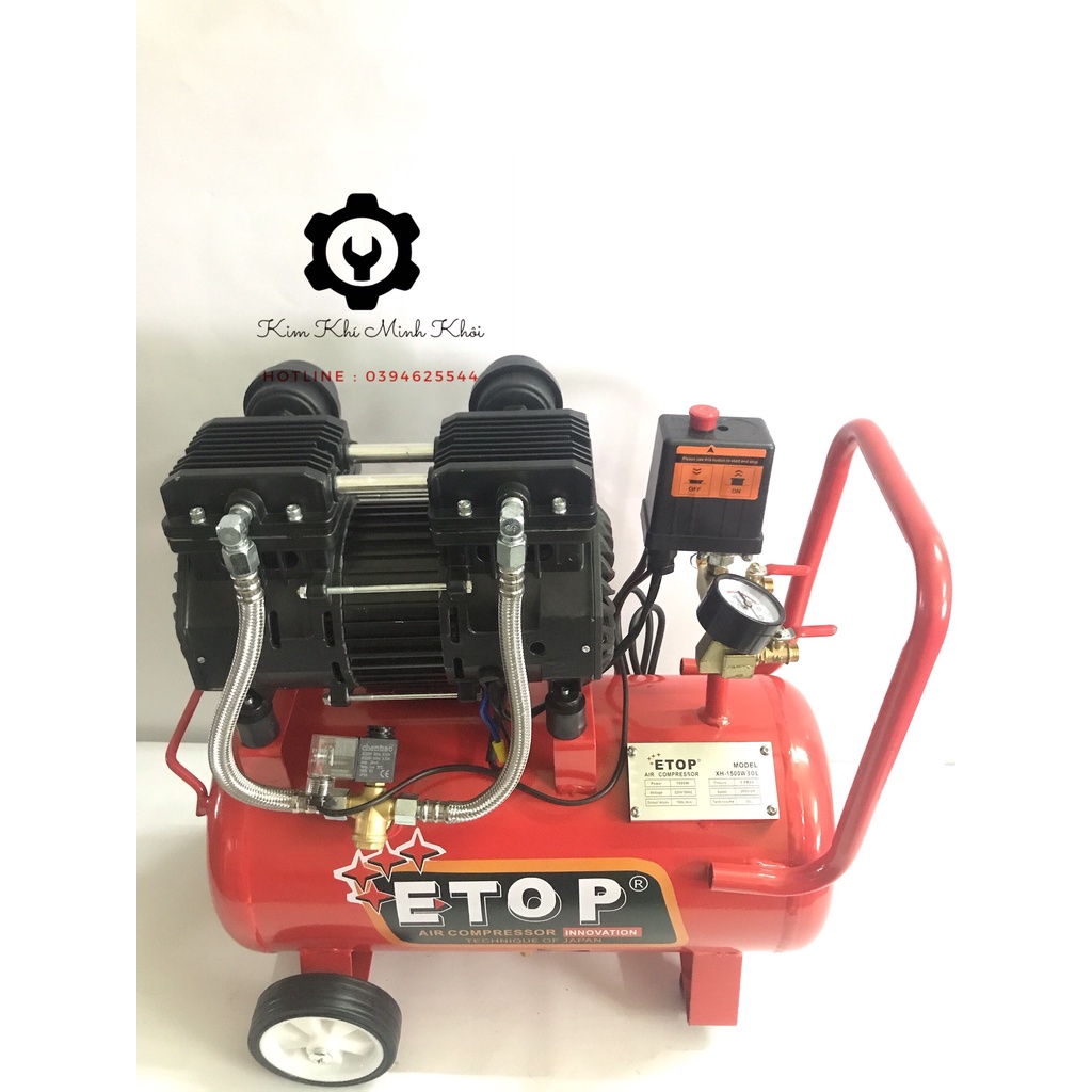 Máy nén khí không dầu ETOP 30L Thái Lan 1500W | Máy nén khí sạch( Không ồn, Cam kết dây đồng hàng chuần)