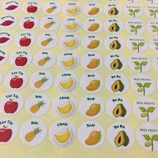 Combo 2000 tem rau củ quả 1,5cm