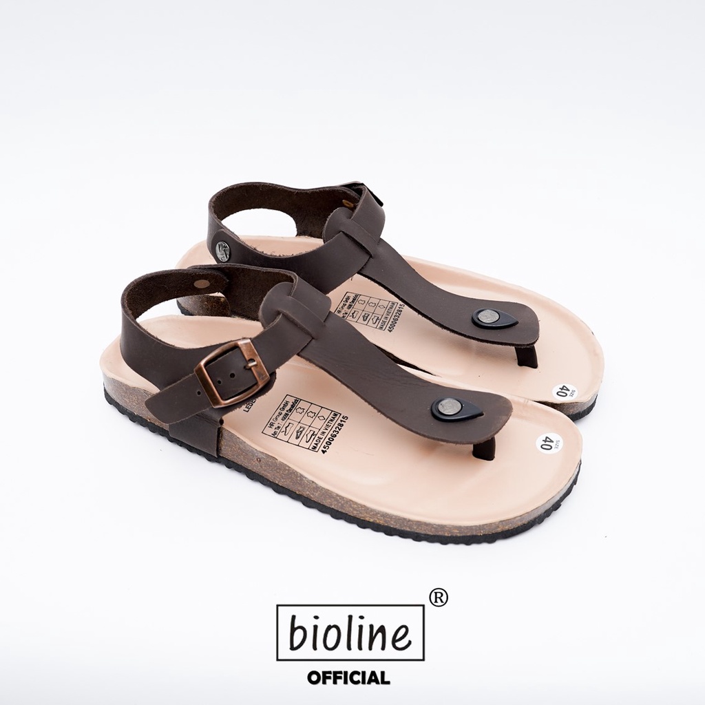 DK10 - Sandal Đế Trấu BIOLINE Official Quai Da Bò Tách Ngón Lót Pu Kem Chống Nước