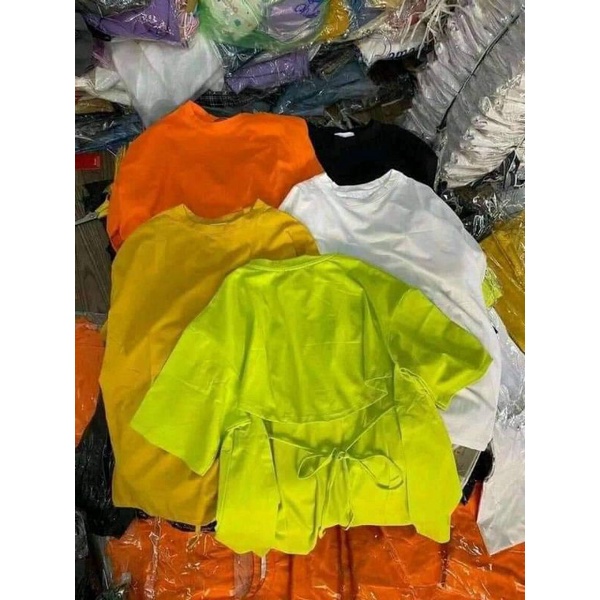Áo Thun Tay Lỡ Form Rộng Unisex , Áo Thun Buộc Dây Lưng Siêu Xinh (Kèm Ảnh Thật)