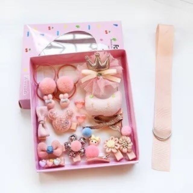 Hộp kẹp tóc + buộc tóc 18 chi tiết cao cấp cho bé/nhiều mẫu