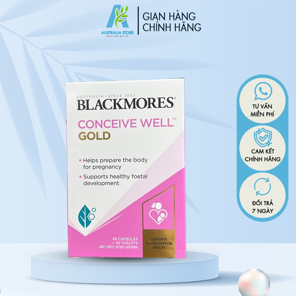 Bổ Trứng Tăng Khả Năng Thụ Thai Blackmores Conceive Well Gold Của Úc Hộp 56 Viên - CH013