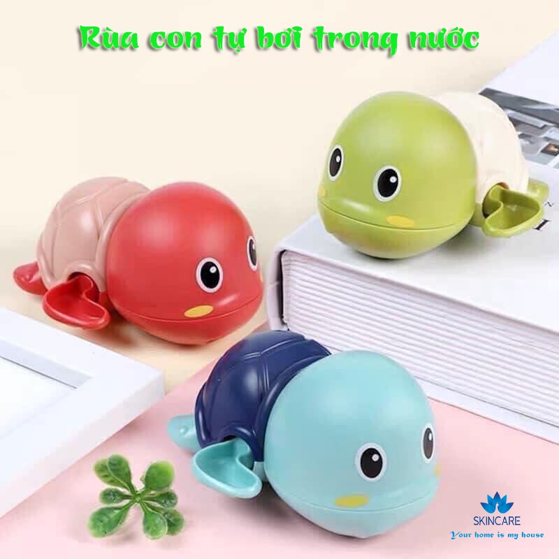 Rùa thả bể bơi vặn cót cho bé tắm, Đồ chơi phòng tắm cho bé, đồ chơi nhà tắm màu sắc tươi sáng, chất liệu nhựa an toàn