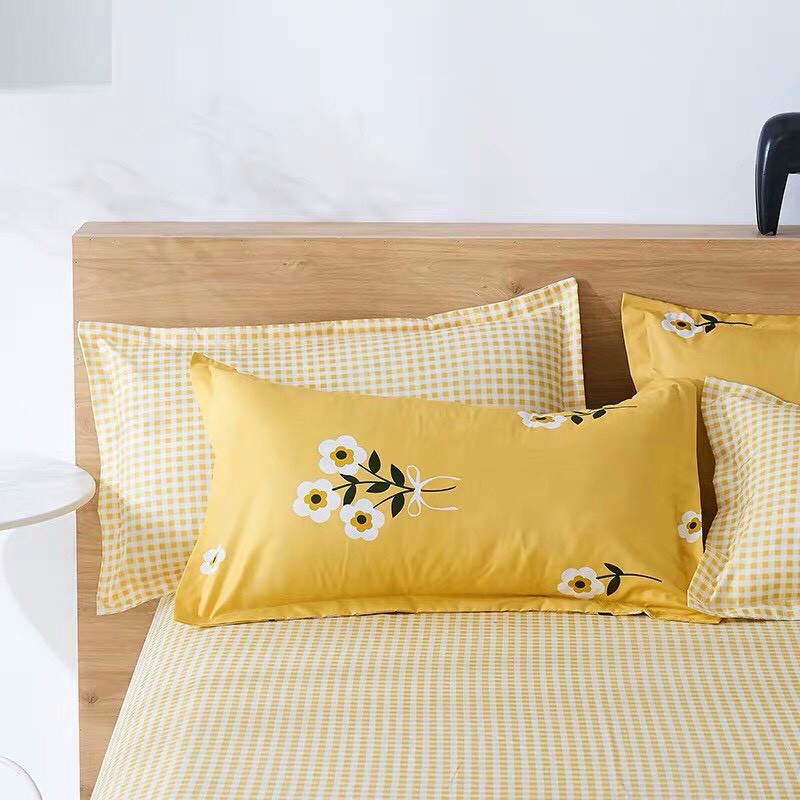 BỘ CHĂN GA GỐI POLY COTTON HOA TRẮNG NHẬP KHẨU CAO CẤP