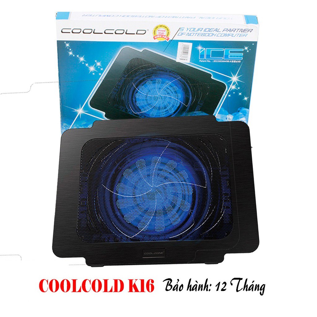 Đế tản nhiệt Laptop CoolCold K16 Led Xanh Dương I Cool Cold K16 Led Blue