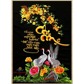 Tranh đính đá 5D, tranh Cha Mẹ Hoa Mai