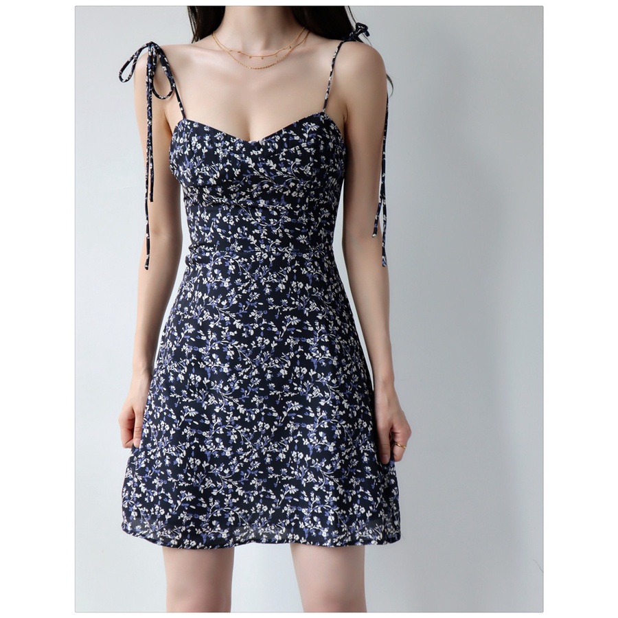 Đầm hoa ZHELIHANGFEI quấn ngực nhấn eo phối dây thời trang xinh xắn cho nữ