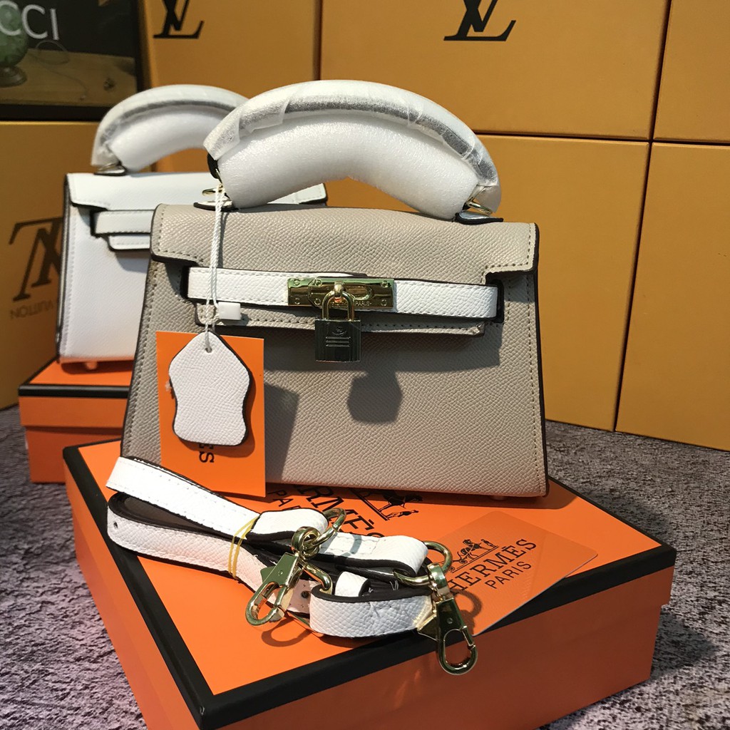 [Mã WAMT2405 giảm 10k đơn 0k] (siêu phẩm cao cấp ) túi hm mini kelly full box da lì kèm khăn | BigBuy360 - bigbuy360.vn