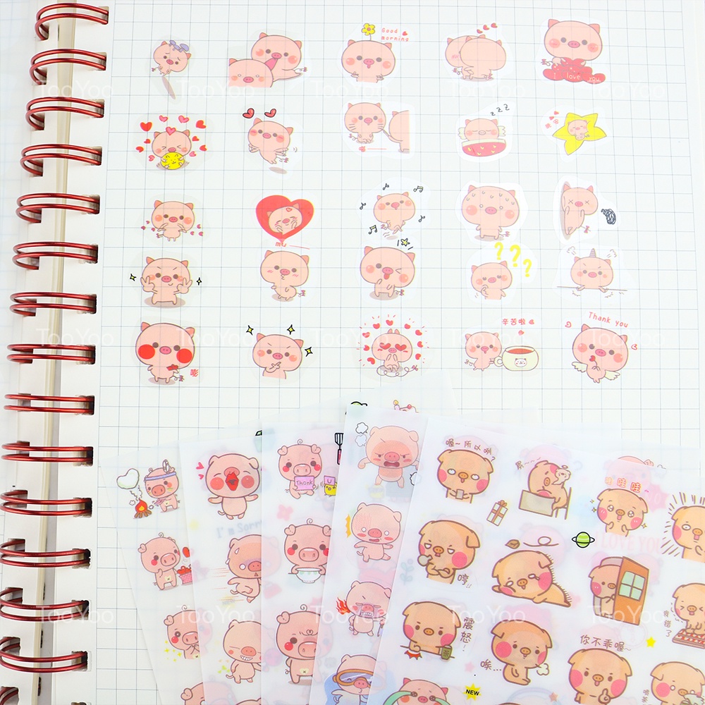 Set 6 tấm sticker trang trí sổ tay, quyển nhật kí nhiều mẫu dễ thương cute TooYoo TY0060