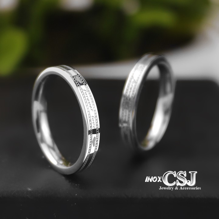 NHẪN CẶP ĐÔI TÌNH NHÂN INOX FOREVER LOVE NC061 tặng hộp đựng nhẵn