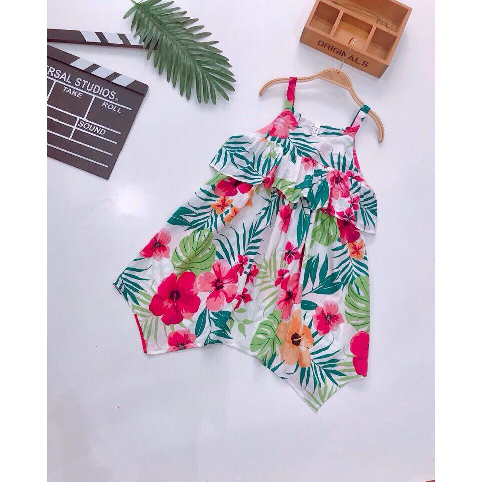 Váy maxi bé gái hoa đỏ